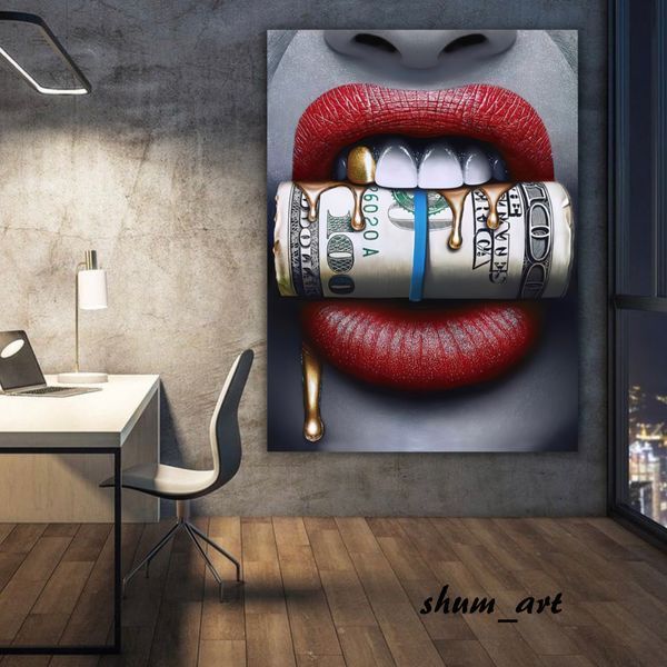 Картина Губы Lips with money 10076 фото