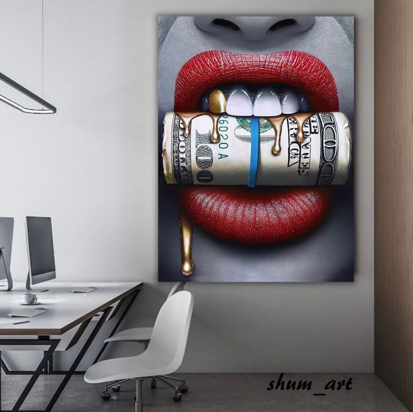 Картина Губы Lips with money 10076 фото